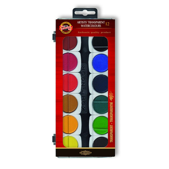 Koh-i-noor Farby Akwarelowe Transparentne 175505 12 Kol. 30 Mm