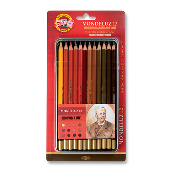 Koh-i-noor Kredki Mondeluz 3722 12 Kol. Linia Brązy Op. Metalowe