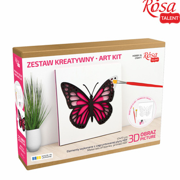 Rosa Talent Zestaw Kreatywny Obraz 3d Motyle, Mdf 17x17 Cm