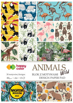 Happy Color Blok z Motywami Animals Wild A4 15 ark. 80g