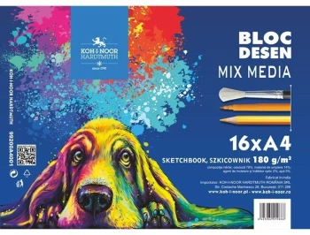 Koh-i-Noor Szkicownik Mix Media A4 16ark. 180g Pies - Seria Niebieska