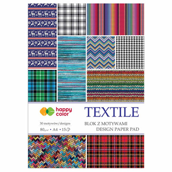Happy Color Blok z Motywami Textile A4 15 ark. 80g