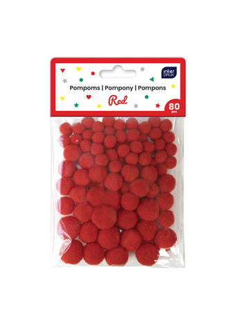 Interdruk Pompony Do Dekoracji 80szt. Czerwone