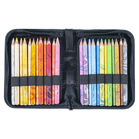 Koh-i-noor Zestaw Kredek Magic W Czarnym Piórniku, 24 Sztuki Mix