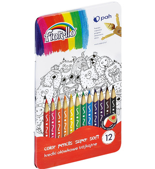 Fiorello Kredki Super Soft 12kol Metalowe Opakowanie 170-2425