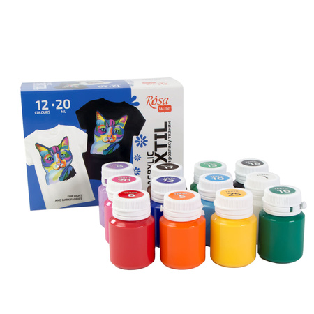 Rosa Talent Farby Do Tkanin 12 Kol. X 20 Ml