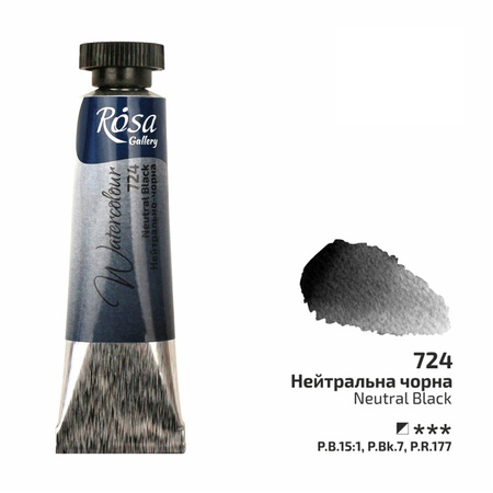 Rosa Gallery Farba  Akwarelowa  Neutral Black 724 10 Ml Tuba