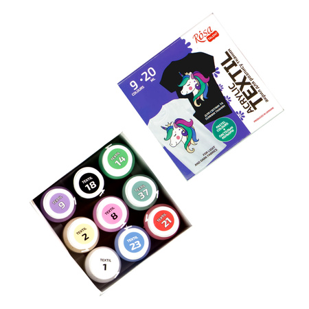 Rosa Talent Farby Do Tkanin Unicorn 9 Kol. X 20 Ml
