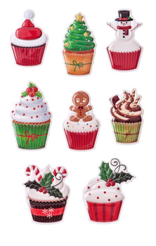 Dp Craft Naklejki Puffy Muffinki Świąteczne 8szt.