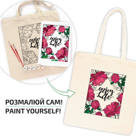 Rosa Talent Zestaw - Torba Do Malowania Peonies, Bawełna 220 G. 38x42 Cm