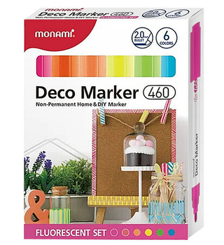 Monami Markery Akrylowe Deco 6kol 2,0mm Fluorescent 460