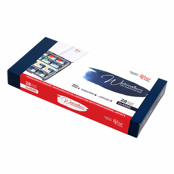 Rosa Gallery Farby Akwarelowe W Kostkach Classic W Metalowej Kasetce 28 Kolorów