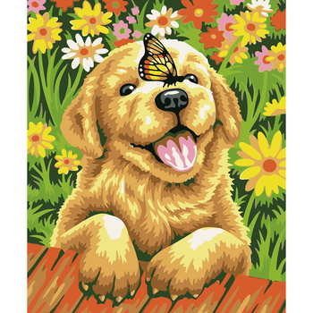 Malowanie Po Numerach Podobrazie 40x50 Cm Niki4 Piesek Z Motylem