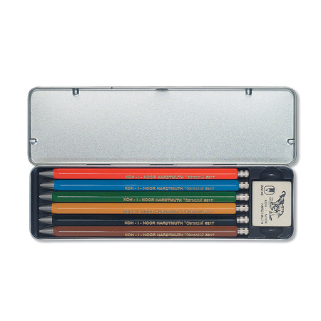 Koh-i-noor Kredki Mechaniczne Versatil 5217 Kpl. 6 Kol. + Gumka Op. Metal.