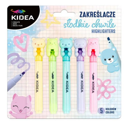 Kidea Zakreślacze Słodkie Chwile 5 Kolorów