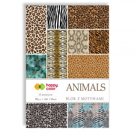 Happy Color Blok z Motywami Animals A4 16 ark. 80g