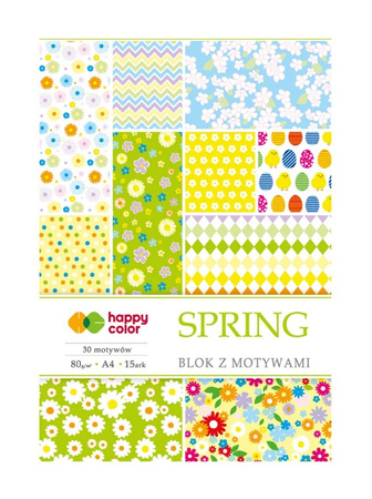 Happy Color Blok z Motywami Spring A4 10 ark. 80g