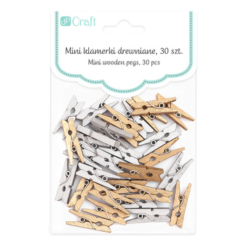 Dp Craft Mini Klamerki Drewniane Złote I Srebrne 30 Szt.