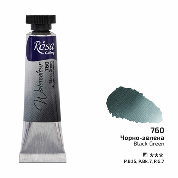 Rosa Gallery Farba  Akwarelowa  Black Green 760 10 Ml Tuba
