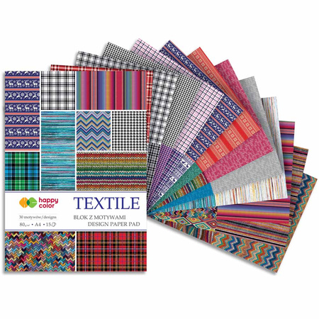 Happy Color Blok z Motywami Textile A4 15 ark. 80g