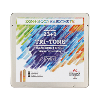 Koh-i-noor Kredki Natur 3444 Tri-Tone Trójkolorowe 23 +1 Kolory