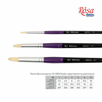 Rosa Studio Pędzel Okrągły Z Długim Uchwytem, Bristle 411 Nr 8