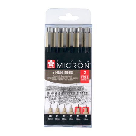 Sakura Zestaw Micron 6 Black 4+2 Poxsdkb6p
