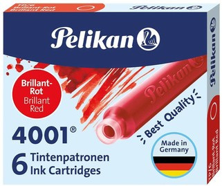 Pelikan Naboje Krótkie 6 Szt. Czerwone