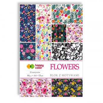 Happy Color Blok z Motywami Flowers A4 15 ark. 80g