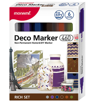 Monami Markery Akrylowe Deco 6kol 2,0mm Rich 460