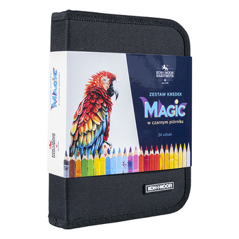Koh-i-noor Zestaw Kredek Magic W Czarnym Piórniku, 24 Sztuki Mix