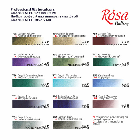 Rosa Gallery Farby Akwarelowe W Kostach Granulation W Kasetce Metalowej, 14 Kol.