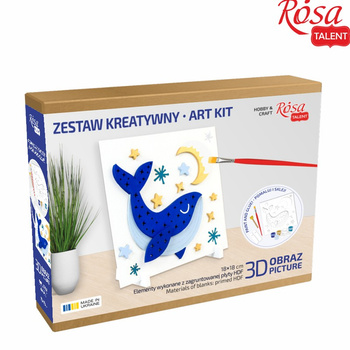 Rosa Talent Zestaw Kreatywny Obraz 3d Wieloryb, Mdf 18x18 Cm