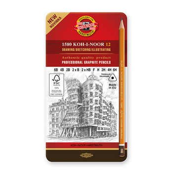 Koh-i-noor Ołówek Grafitowy 1582 Triograph 12 12 Szt. (6b,4b,2b,2xb,2xhb,F,2h,4h,6h)
