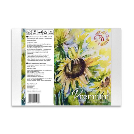 Papier Artystyczny Premium A4 280g 10a 70% Bawełny Cold Pressed 9014/Słoneczniki