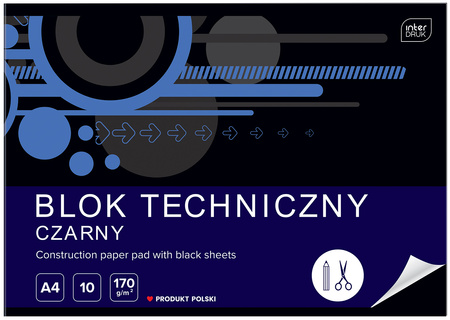 Interdruk Blok Techniczny Czarny A4 170g 10ark.