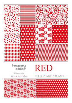 Happy Color Blok z Motywami Red A4 15 ark. 80g