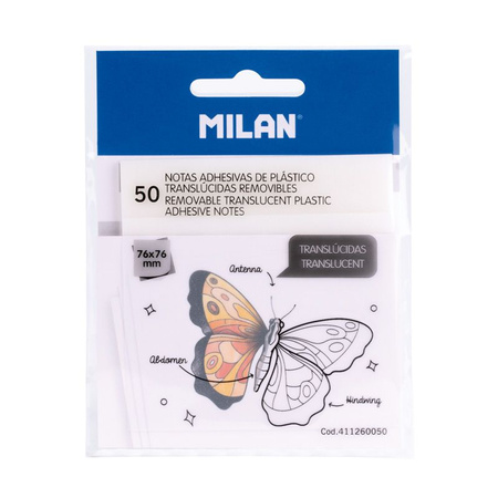 Milan Karteczki Samoprzylepne Przezroczyste 76x76mm 50szt. 411260050