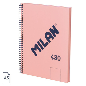 MILAN KOŁONOTES A5 80K. GŁADKI RÓŻOWY