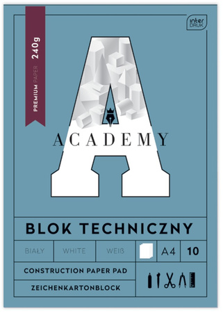 Interdruk Blok Techniczny Biały A4 10ark. 240g Academy