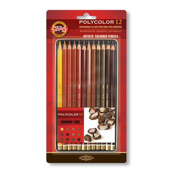 Koh-i-noor Kredki Polycolor 3822 12 Kol. Linia Brązy Op. Metalowe