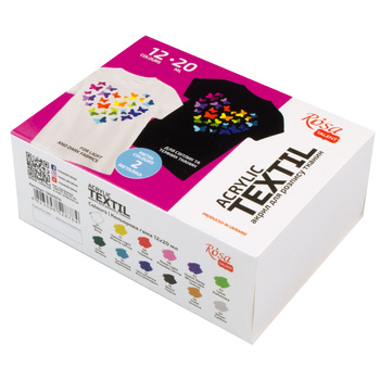 Rosa Talent Farby Do Tkanin Heart 12 Kol. X 20 Ml