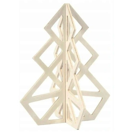 GDD Ozdoba Drewniana Choinka Stojąca 13x16 Cm