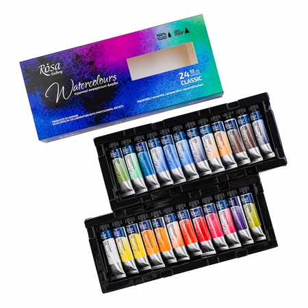 Rosa Gallery Farby Akwarelowe W Tubach Classic Opak. Kartonowe 24 Kol. 10 Ml