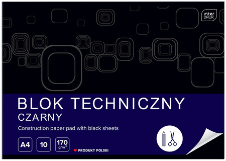 Interdruk Blok Techniczny Czarny A4 170g 10ark.