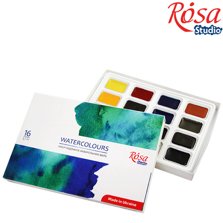 Rosa Studio Farby Akwarelowe W Kostkach W Opakowaniu Kartonowym 16 Kol. 2,5 Ml