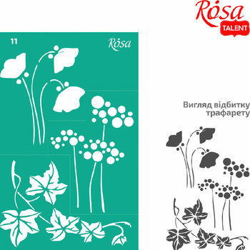 Rosa Talent Szablon Samoprzylepny Wielokrotnego Użytku, Nr 11, 13x20 Cm - Kwiaty