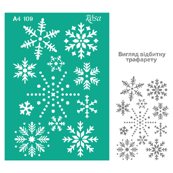 Rosa Talent Szablon Samoprzylepny Wielokrotnego Użytku, Nr 109, A4 (21x29.7 Cm) - Xmas, Płatki Śniegu
