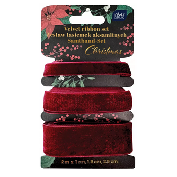 Interdruk Zestaw Tasiemek Aksamitnych 3x2 M Red Christmas