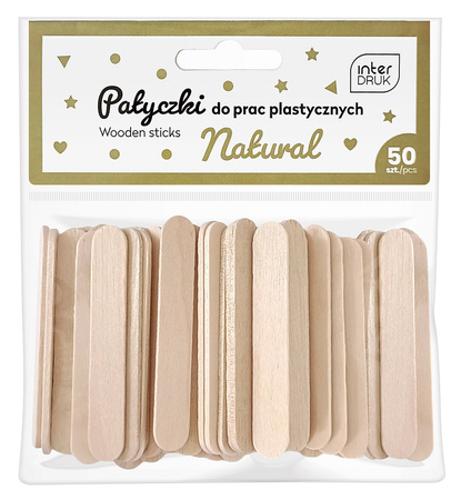 INTERDRUK PATYCZKI DREWNIANE NATURALNE 65X10 50SZT.